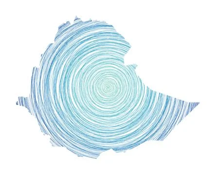 Ethiopia map filled with concentric circles. Sketch style circles in shape .. Stockillustratie