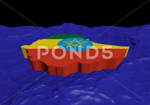 Ethiopia map flag in abstract ocean illustration Stock Illustration