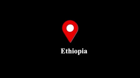 Ethiopia map location pin animation on black background, for travel and, bu.. Stock-Footage 332453271