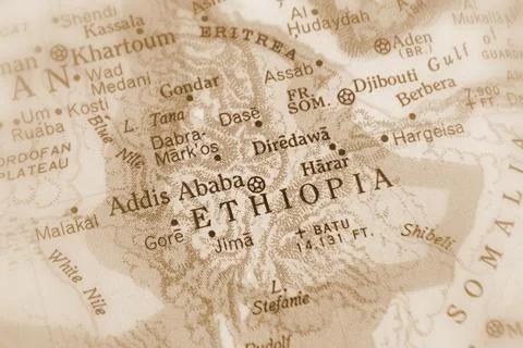Ethiopia on a map Stock Photos