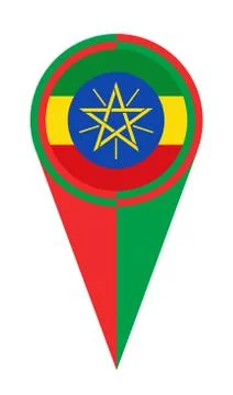 Ethiopia Map Pointer Location Flag Illustrazione stock
