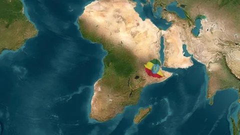 Ethiopia map with waving flag Stock Footage 294127378