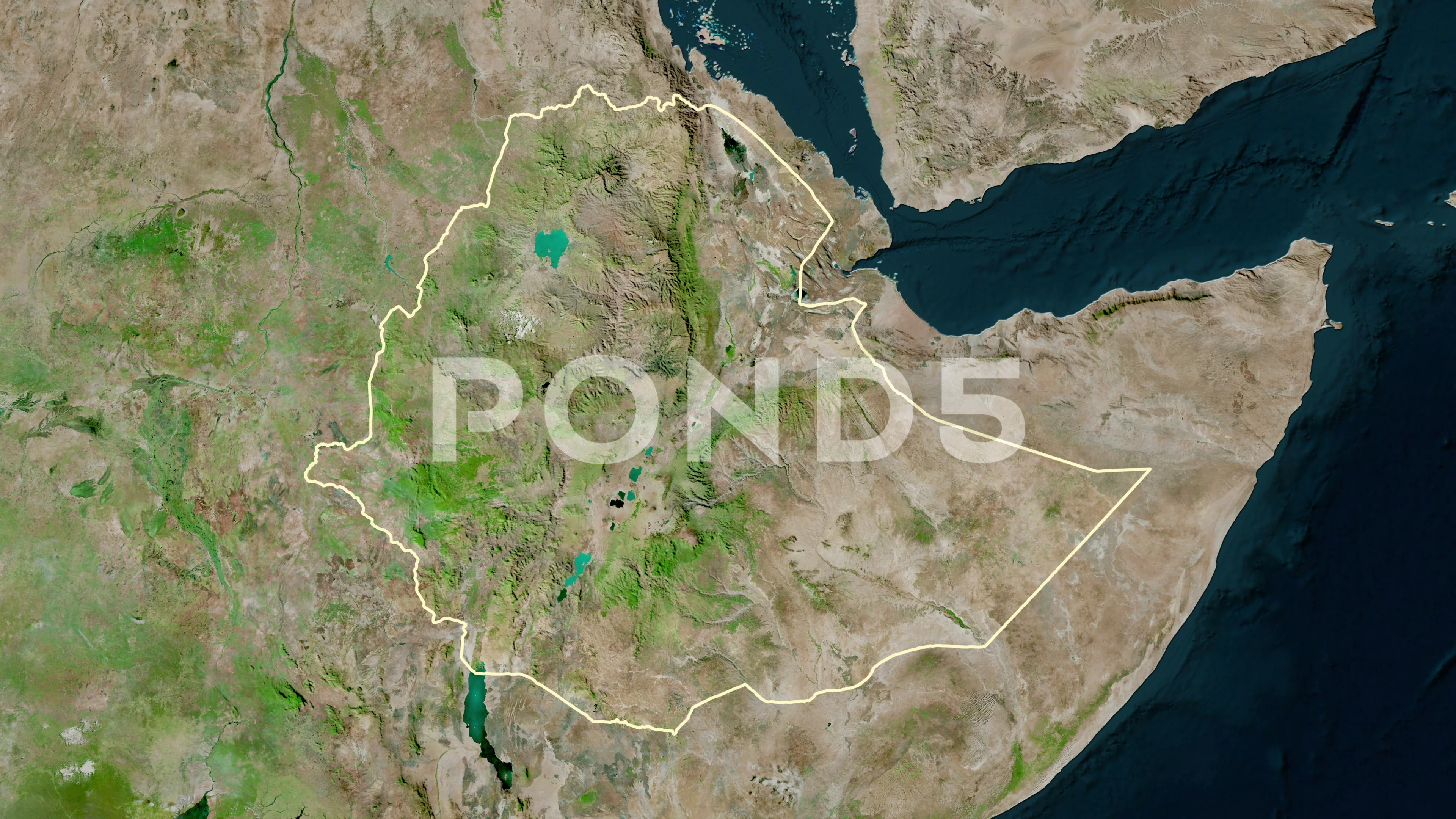 Satellite Map Of Ethiopia Ethiopia Map - Zoom. Border. Satellite. | Stock Video | Pond5