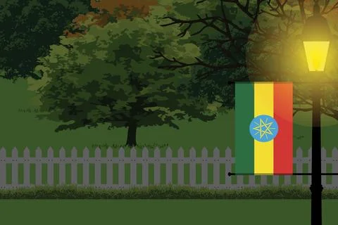 Ethiopia Night Trees Lamp Vector Illustration Stock Illustration