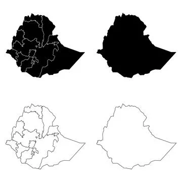 Ethiopia Outline and Solid Fill Map Set. Stock Illustration