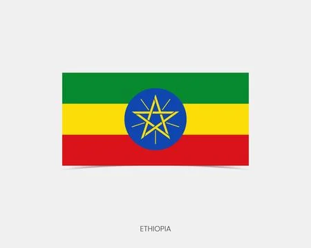 Ethiopia Rectangle flag icon with shadow. Illustrazione stock