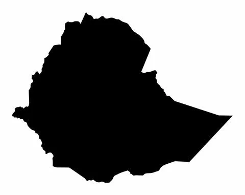 Ethiopia silhouette map Stock Illustration