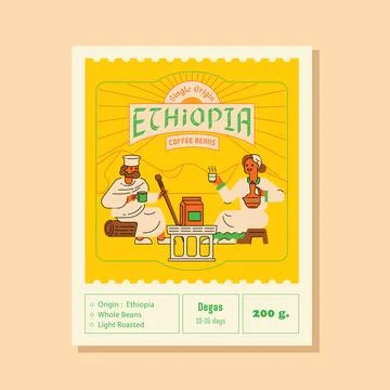 Ethiopia single origin coffee label Stock Illustration