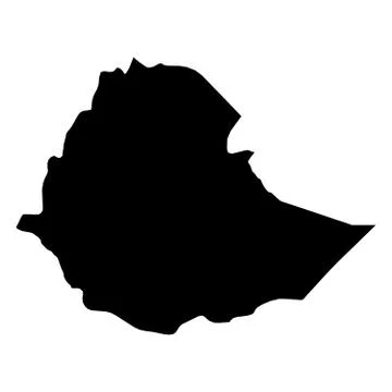 Ethiopia - solid black silhouette map of country area. Simple flat vector 스톡 일러스트