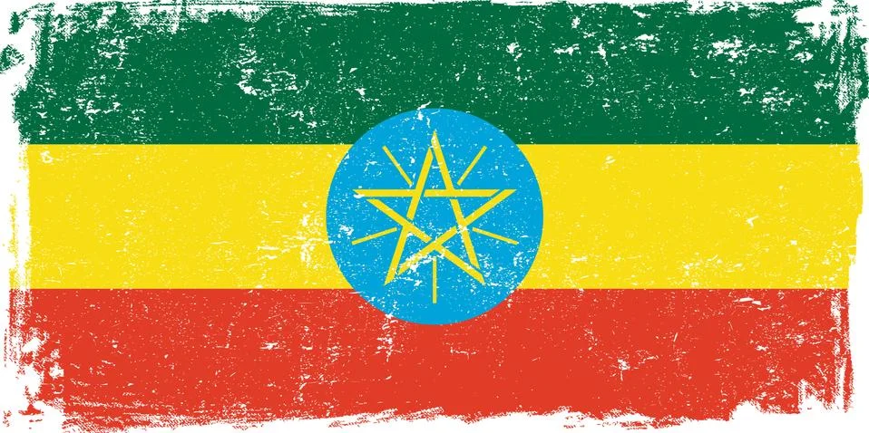 Ethiopia Vector Flag on White Stock Illustration