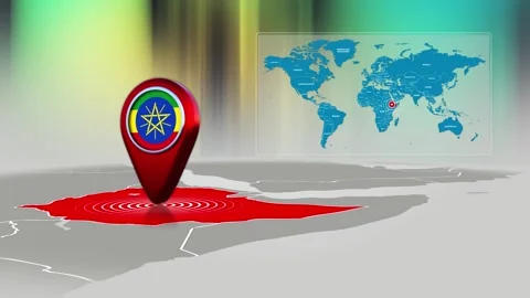 Ethiopia World Map Pin Location Background Loop 4k Stock Footage 341815677