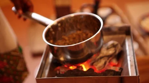 Ethiopian coffee roasting Stock Footage 83338868