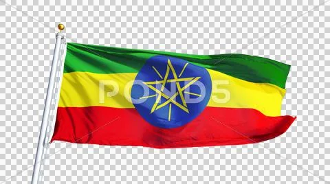 Ethiopian flag, close up, isolated with alpha channel Stock Photos