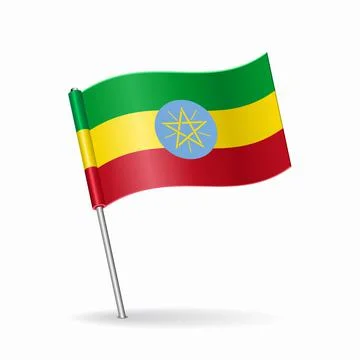 Ethiopian flag map pointer layout. Vector illustration. 스톡 일러스트