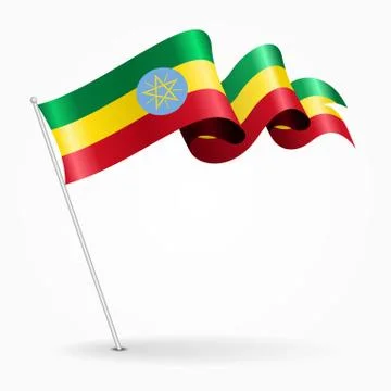 Ethiopian pin wavy flag. Vector illustration Stock Illustration