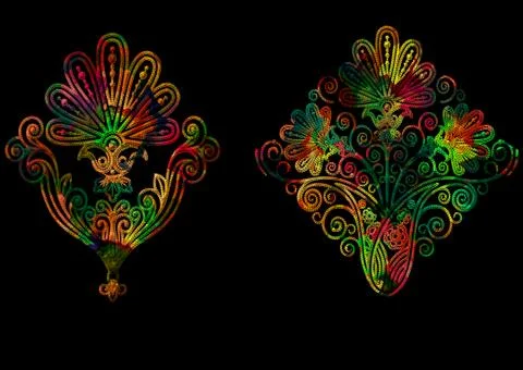 Ethnic 3d embroidery pattern Stock Illustration