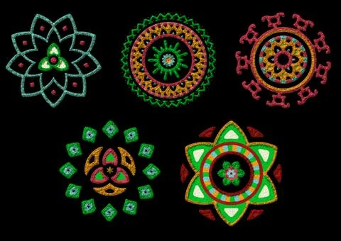 Ethnic 3d embroidery pattern Stock Illustration