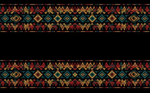 Ethnic abstract ikat pattern. Seamless pattern in tribal, folk embroidery, Mexic Stock Illustration