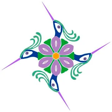 Ethnic abstract pattern magic birds in the Japanese style. Illustrazione stock