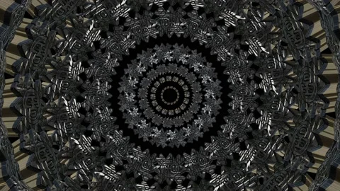 Ethnic American Indian pattern. 3D shapes laid out in circles. Gold and silver Stock Footage 150553750