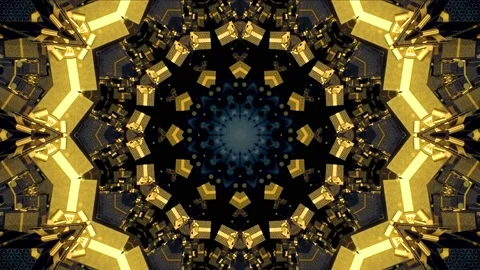 Ethnic American Indian pattern. 3D shapes laid out in circles. Gold mandala. Stock Footage 166932608