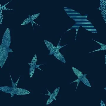 Ethnic animals seamless swallows pattern for wrapping paper and fabrics Stock Illustration