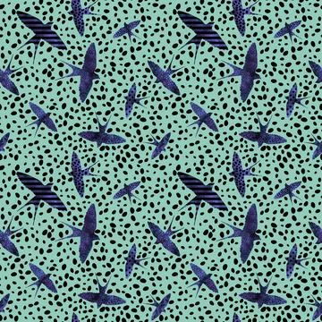 Ethnic animals seamless swallows pattern for wrapping paper and fabrics Stock Illustration