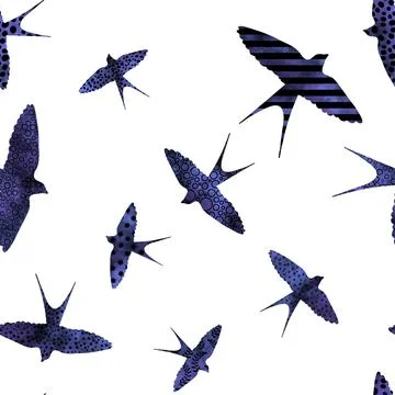 Ethnic animals seamless swallows pattern for wrapping paper and fabrics Stock Illustration