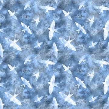 Ethnic animals seamless swallows pattern for wrapping paper and fabrics Stock Illustration
