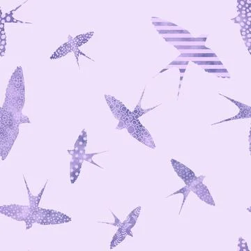 Ethnic animals seamless swallows pattern for wrapping paper and fabrics Stock Illustration