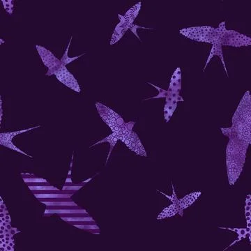 Ethnic animals seamless swallows pattern for wrapping paper and fabrics Stock Illustration