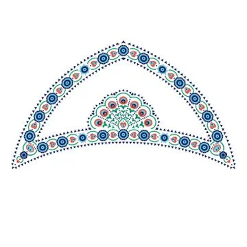 Ethnic arch shaped composition with flower and hearts motifs Illustrazione stock