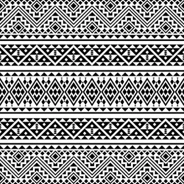 Ethnic Aztec Pattern Illustration Design in black and white color Stock Illustration