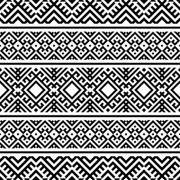 Ethnic Aztec Pattern Illustration Design in black and white color Stock Illustration