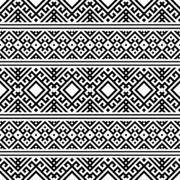 Ethnic Aztec Pattern Illustration Design in black and white color Stock Illustration