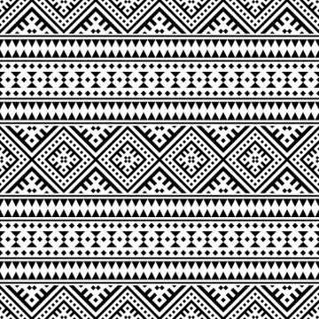 Ethnic Aztec Pattern Illustration Design in black and white color Illustrazione stock