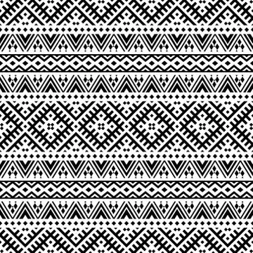 Ethnic Aztec Pattern Illustration Design in black and white color Stock Illustration