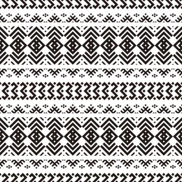 Ethnic Aztec Pattern Illustration Design in black and white color Stock Illustration