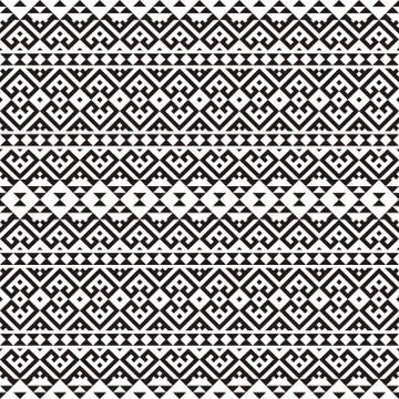 Ethnic Aztec Pattern Illustration Design in black and white color Stock Illustration
