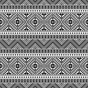 Ethnic Aztec Pattern Illustration Design in black and white color Stock Illustration