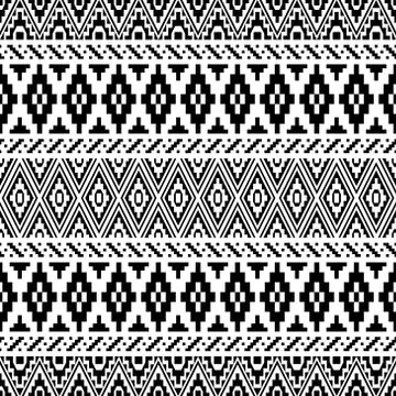 Ethnic Aztec Pattern Illustration Design in black and white color Stock Illustration