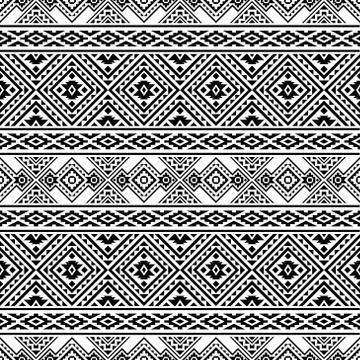 Ethnic Aztec Pattern Illustration Design in black and white color Stock Illustration