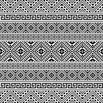 Ethnic Aztec Pattern Illustration Design in black and white color Stock Illustration