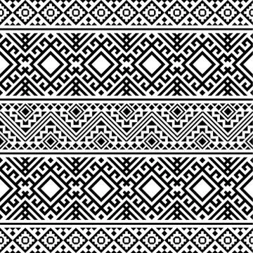 Ethnic Aztec Pattern Illustration Design in black and white color Stock Illustration