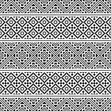 Ethnic Aztec Pattern Illustration Design in black and white color Stock Illustration