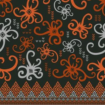 Ethnic batik kalimantan seamless pattern Stock Illustration