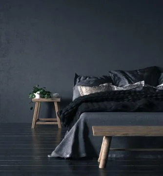 Ethnic bedroom interior, 3d render Stock Illustration