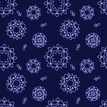 Ethnic blue mandala seamless pattern Stock Illustration
