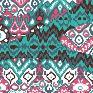 Ethnic bohemian arabesque pattern. Zigzag geometric retro abstract print. Tri Illustrazione stock