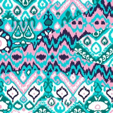 Ethnic bohemian arabesque pattern. Zigzag geometric retro abstract print. Tri Illustrazione stock